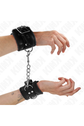 Handgelenkfesseln Schwarz mit Schwarzem Gürtel Verstellbar 17-29 cm X 6 cm von Kink Wrist Restraint kaufen | Fesselliebe