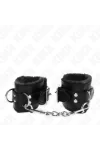 Pelzgefütterte Handgelenkfesseln Schwarz mit Schwarzem Gürtel verstellbar 17-29 cm X 6 cm von Kink Wrist Restraint