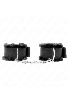 Pelzgefütterte Handgelenkfesseln Schwarz verstellbar 17-31 cm X 7 cm von Kink Wrist Restraint