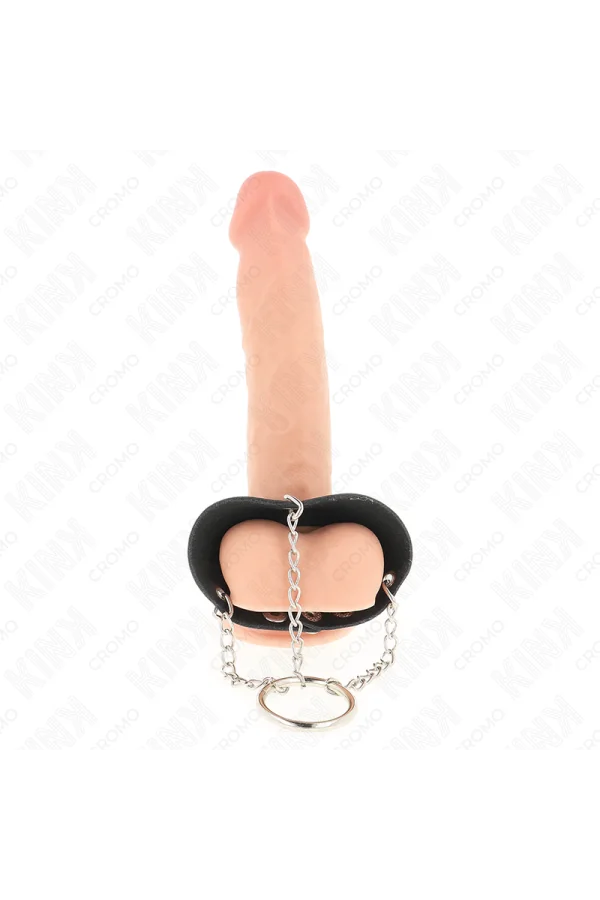 Penisring 4 cm Kette 7 cm Metall mit Ledergurte von Kink Ring Power