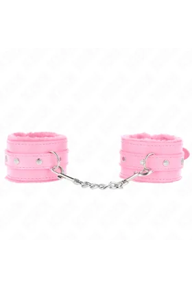 Premium Pelzgefütterte Handgelenkfesseln Rosa mit Rosa Gürtel verstellbar 17-29 cm X 6 cm von Kink Wrist