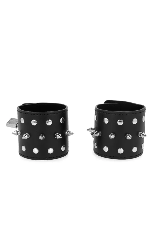 Punk Handgelenkfesseln mit Spikes 25 X 6 cm von Kink Wrist Restraint