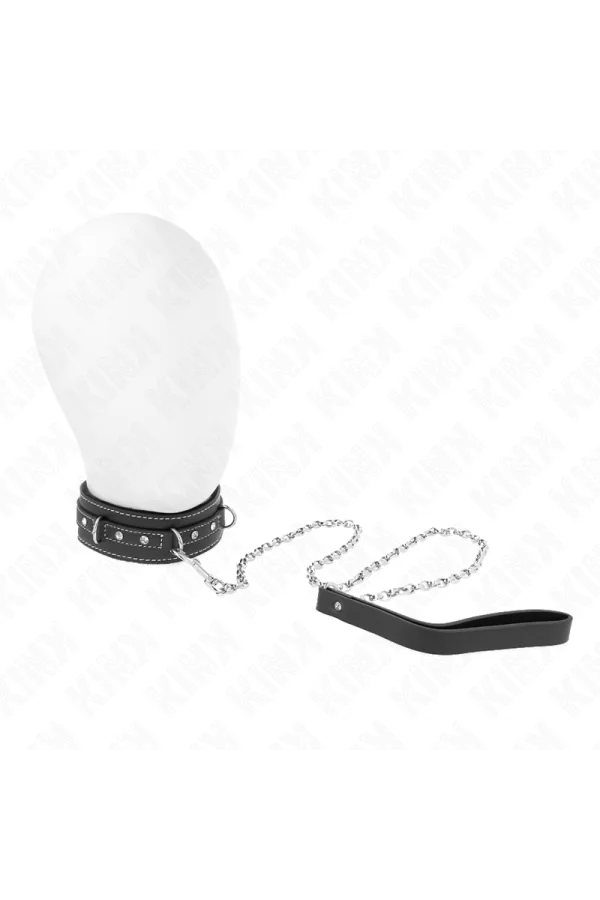 Pvc Leder Halskette mit Gürtel 105 cm Strass Niete 41,5 X 4 cm von Kink Collar & Gag