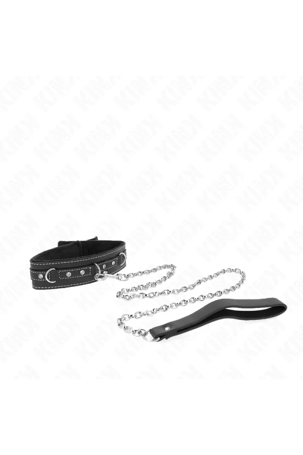 Pvc Leder Halskette mit Gürtel 105 cm Strass Niete 41,5 X 4 cm von Kink Collar & Gag