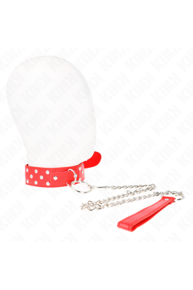 Ring Nieten Band Halskette mit Gürtel 65 cm Rot Verstellbar 36-50 cm X 3,8 cm von Kink Collar & Gag kaufen | Fesselliebe