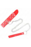 Ring Nieten Band Halskette mit Gürtel 65 cm Rot verstellbar 36-50 cm X 3,8 cm von Kink Collar & Gag