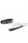 Ring Nieten Band Halskette mit Gürtel 65 cm Schwarz verstellbar 36-50 cm X 3,8 cm von Kink Collar & Gag