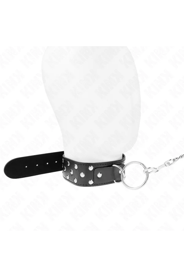 Ring Nieten Band Halskette mit Gürtel 65 cm Schwarz verstellbar 36-50 cm X 3,8 cm von Kink Collar & Gag