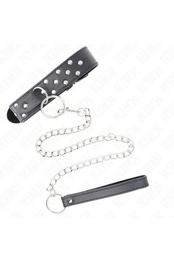 Ring Nieten Band Halskette mit Gürtel 65 cm Schwarz verstellbar 36-50 cm X 3,8 cm von Kink Collar & Gag