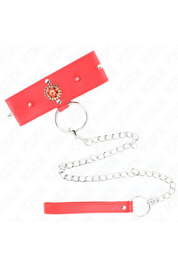 Rote Diamantkette mit Gürtel 65 cm verstellbar 35-51 cm X 7 cm von Kink Collar & Gag