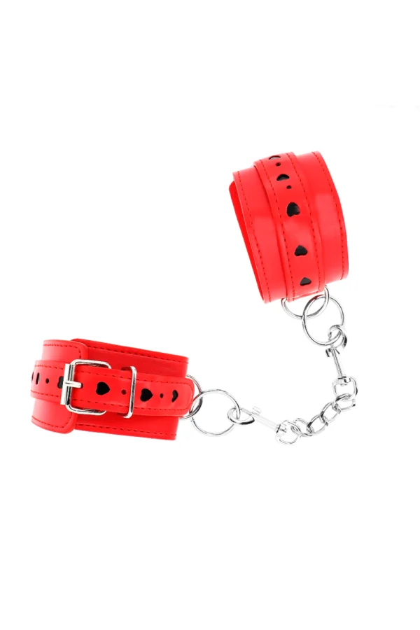 Rote Handgelenksfesseln mit Schwarzer Herzeinlage, verstellbar 21-28 cm X 5,5 cm von Kink Wrist Restraint