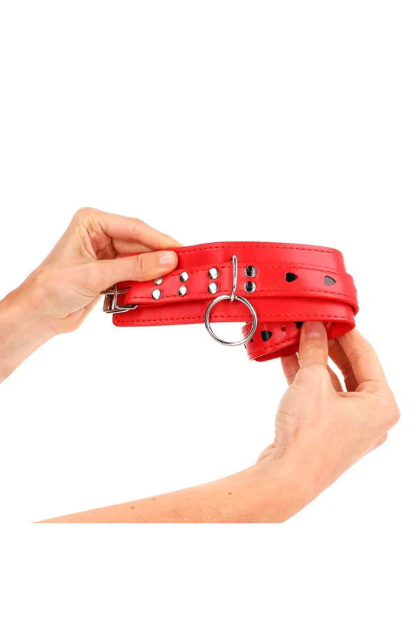 Rote Handgelenksfesseln mit Schwarzer Herzeinlage, verstellbar 21-28 cm X 5,5 cm von Kink Wrist Restraint