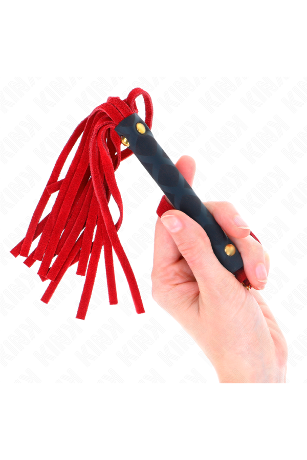 Rote Wildleder Mini-Peitsche 30 cm von Kink Impact & Touch kaufen | Fesselliebe