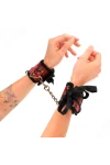 Scandal Handgelenksfesseln Rot-Schwarze Spitzendetails 24,5 cm X 6,5 cm von Kink Wrist Restraint