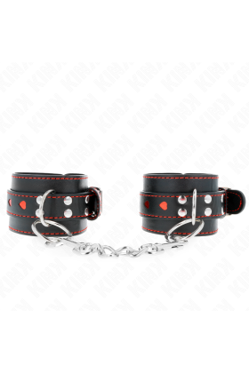 Schwarze Handgelenkfesseln mit Roter Herzeinlage, Verstellbar 21-28 cm X 5,5 cm von Kink Wrist Restraint kaufen | Fesselliebe