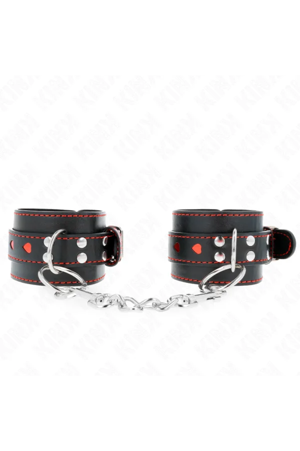 Schwarze Handgelenkfesseln mit Roter Herzeinlage, verstellbar 21-28 cm X 5,5 cm von Kink Wrist Restraint