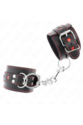 Schwarze Handgelenkfesseln mit Roter Herzeinlage, verstellbar 21-28 cm X 5,5 cm von Kink Wrist Restraint