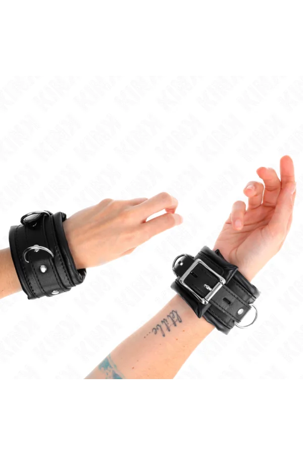 Schwere Handgelenksfesseln mit Schwarzem Pelzfutter, verstellbar 20-30 cm X 6 cm von Kink Wrist Restraint