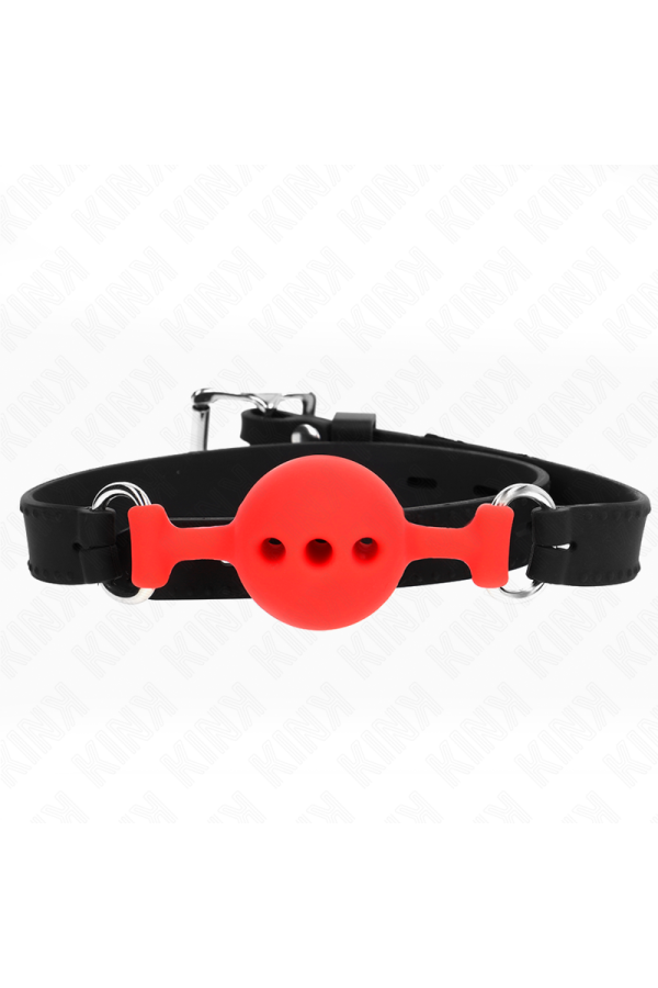 Vollsilikon-Klappen 55 X 2 cm mit 4 cm Kugel Größe S Rot Verstellbar 35-51 cm von Kink Collar & Gag kaufen | Fesselliebe