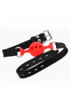 Vollsilikon-Knebel 55 X 2 cm mit 4 cm Kugel Grösse S Rot verstellbar 35-51 cm von Kink Collar & Gag