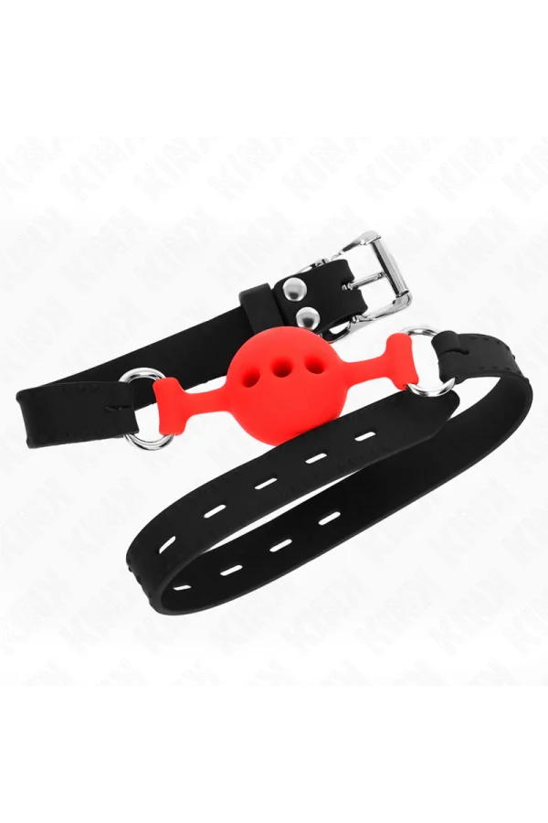 Vollsilikon-Knebel 55 X 2 cm mit 4 cm Kugel Grösse S Rot verstellbar 35-51 cm von Kink Collar & Gag