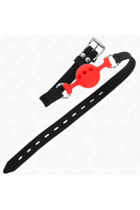 Vollsilikon-Klappen 55 X 2 cm mit 4 cm Kugel Größe S Rot Verstellbar 35-51 cm von Kink Collar & Gag kaufen | Fesselliebe