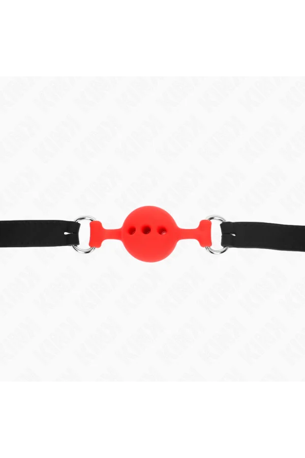 Vollsilikon-Knebel 55 X 2 cm mit 4 cm Kugel Grösse S Rot verstellbar 35-51 cm von Kink Collar & Gag