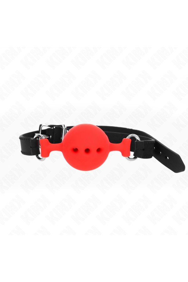 Vollsilikon-Klappen 55 X 2 cm mit 4,5 cm Kugel Größe M Rot Verstellbar 35-51 cm von Kink Collar & Gag kaufen | Fesselliebe