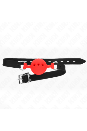 Vollsilikon-Klappen 55 X 2 cm mit 4,5 cm Kugel Größe M Rot Verstellbar 35-51 cm von Kink Collar & Gag kaufen | Fesselliebe