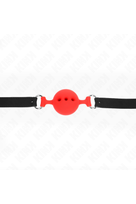 Vollsilikon-Klappen 55 X 2 cm mit 4,5 cm Kugel Größe M Rot Verstellbar 35-51 cm von Kink Collar & Gag kaufen | Fesselliebe
