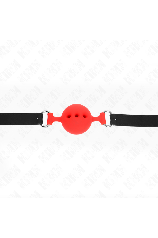 Vollsilikon-Klappen 55 X 2 cm mit 4,5 cm Kugel Größe M Rot Verstellbar 35-51 cm von Kink Collar & Gag kaufen | Fesselliebe