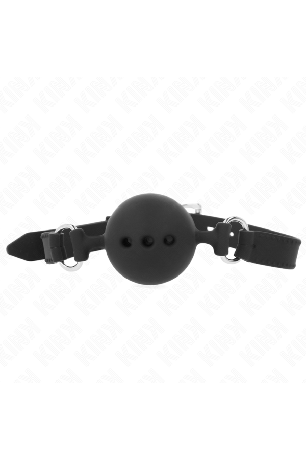 Vollsilikon-Klappen 55 X 2 cm mit 4,5 cm Kugel Größe M Schwarz Verstellbar 35-51 cm von Kink Collar & Gag kaufen | Fesselliebe