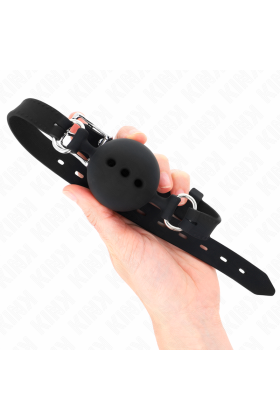 Vollsilikon-Klappen 55 X 2 cm mit 4,5 cm Kugel Größe M Schwarz Verstellbar 35-51 cm von Kink Collar & Gag kaufen | Fesselliebe