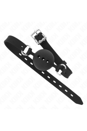 Vollsilikon-Klappen 55 X 2 cm mit 4,5 cm Kugel Größe M Schwarz Verstellbar 35-51 cm von Kink Collar & Gag kaufen | Fesselliebe