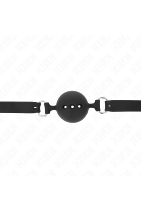 Vollsilikon-Klappen 55 X 2 cm mit 4,5 cm Kugel Größe M Schwarz Verstellbar 35-51 cm von Kink Collar & Gag kaufen | Fesselliebe