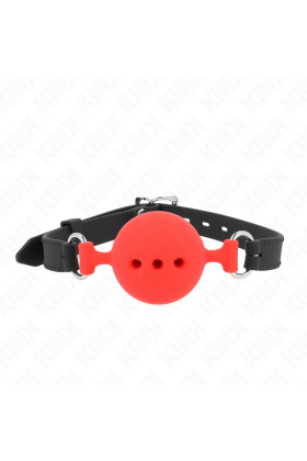 Vollsilikon-Klappen 55 X 2 cm mit 5 cm Kugel Größe L Rot Verstellbar 35-51 cm von Kink Collar & Gag kaufen | Fesselliebe