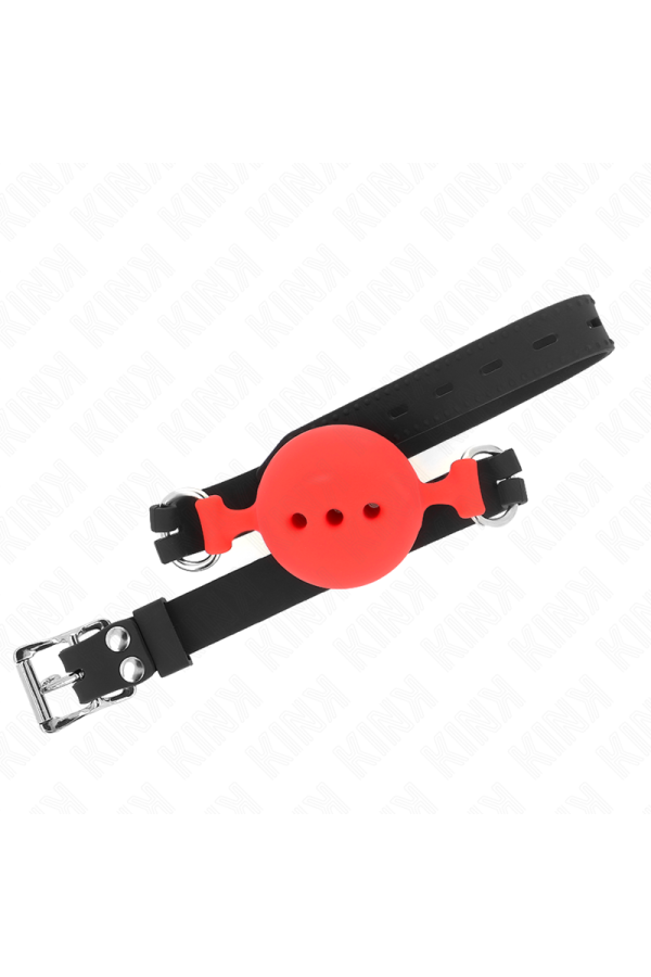 Vollsilikon-Klappen 55 X 2 cm mit 5 cm Kugel Größe L Rot Verstellbar 35-51 cm von Kink Collar & Gag kaufen | Fesselliebe