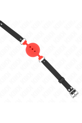 Vollsilikon-Klappen 55 X 2 cm mit 5 cm Kugel Größe L Rot Verstellbar 35-51 cm von Kink Collar & Gag kaufen | Fesselliebe