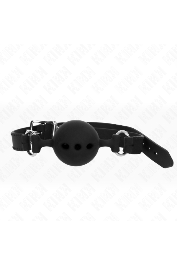 Vollsilikon-Klappen 55 X 2 cm mit 5 cm Kugel Größe L Schwarz Verstellbar 35-51 cm von Kink Collar & Gag kaufen | Fesselliebe