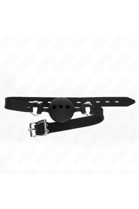 Vollsilikon-Klappen 55 X 2 cm mit 5 cm Kugel Größe L Schwarz Verstellbar 35-51 cm von Kink Collar & Gag kaufen | Fesselliebe