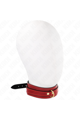 Weinrote Verstellbare Halskette mit Goldenen Details 29-42,5 cm X 4 cm von Kink Collar & Gag kaufen | Fesselliebe