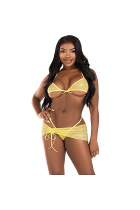 Dreiteiliges Diamanten-Set Gelb M/L von Leg Avenue Sets kaufen | Fesselliebe