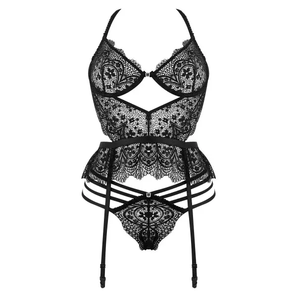 Lace Temptation Corset & String schwarz von Beauty Night Fashion