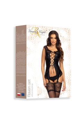 Raven Strapshemd-Set schwarz von Beauty Night Fashion kaufen | Fesselliebe