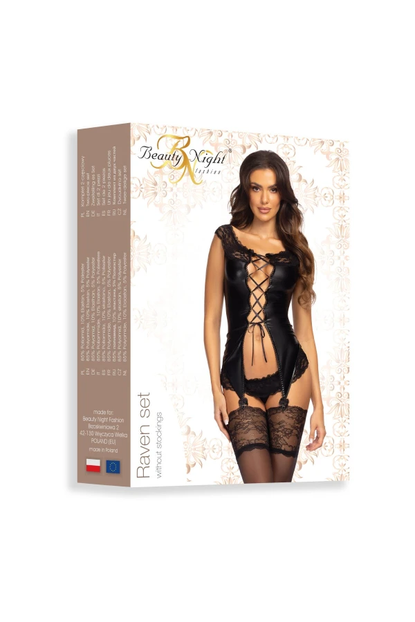 Raven Strapshemd-Set schwarz von Beauty Night Fashion