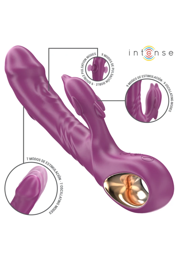 Halle Multifunktionsvibrator mit Delfin-Stimulierender Zunge Lila von Intense Fun