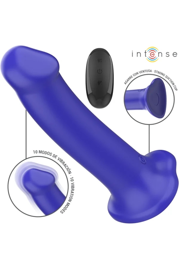 Victoria Vibrator mit Saugnäpfen 10 Vibrationen Dunkelblau Fernbedienung von Intense Fun