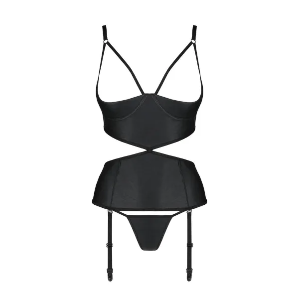 ♥ Jannies Korsett & Tanga mit offenem Schritt schwarz von Passion-Exklusiv ♥ kaufen | Fesselliebe