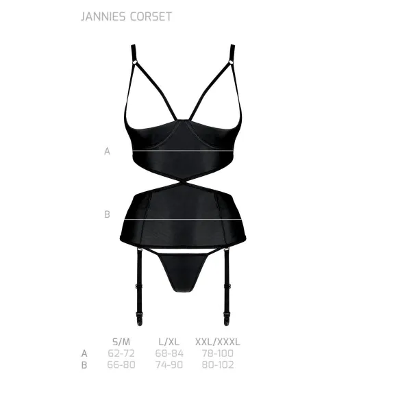 ♥ Jannies Korsett & Tanga mit offenem Schritt schwarz von Passion-Exklusiv ♥ kaufen | Fesselliebe