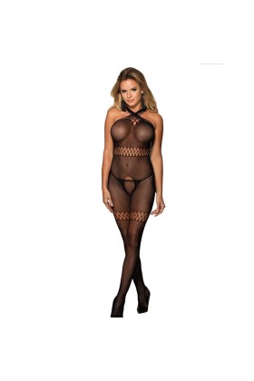 951948 Netz-Bodystocking mit Gekreuzten Halstrgern Schwarz One Size (S-L) von Subblime Bodystockings kaufen | Fesselliebe
